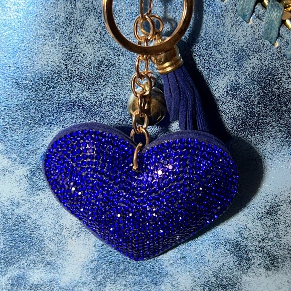 Chic Blue and Gold Women's Bag w/Bag Charm 13” x 12” x 1 - Picture 9 of 14